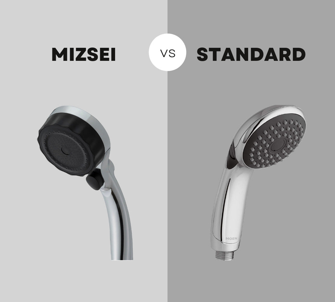 Side by Side Comparison - MIZSEI Showerhead VS Standard Showerhead